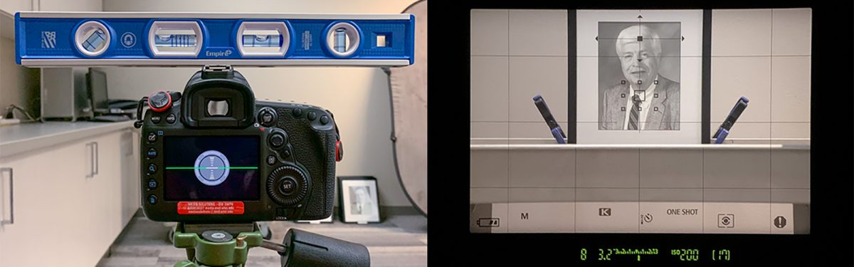 Photographic equipment and process showing how to photograph an image behind glass