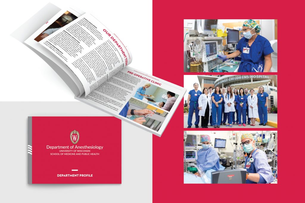 Mockup of pages from the Department of Anesthesiology profile