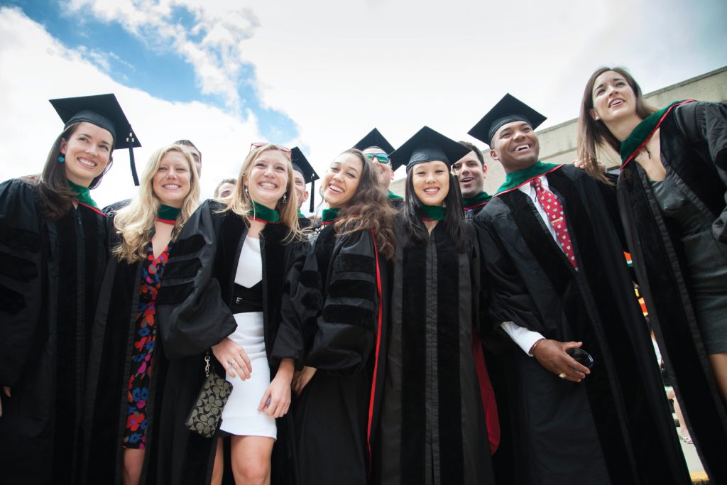 Photo of 2015 SMPH graduates in a group outside Union South