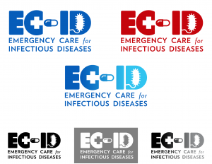 EC-ID logo features bacteria icon and medical symbol and capsule icon along with text Emergency Care for Infectious Diseases
