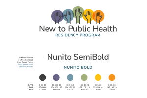 Style guide for New to Public Health including logo, colors/color libraries, fonts, etc