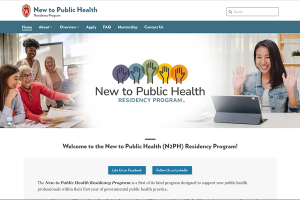 screenshot of N2PH homepage: N2PH logo of hands on colored circles, with people at work around computer on left, and woman interacting with laptop on right